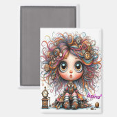 Quirky Steampunk Girl Inspiriert Magnet (Vorderseite/Rückseite)