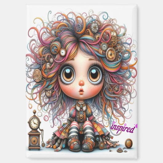 Quirky Steampunk Girl Inspiriert Magnet (Vorderseite)