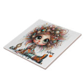 Quirky Steampunk Girl LIEBE Keramik Tile Fliese (Seite)