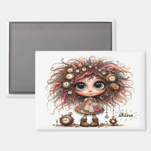 Quirky Steampunk Girl Shine 7300 Magnet (Vorderseite/Rückseite)