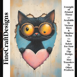 Quirky Steampunk Kitten + Pink Heart AP8 Decoupage Seidenpapier