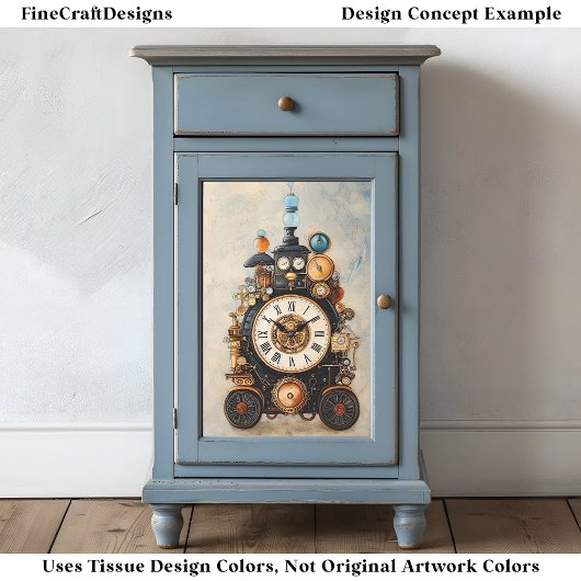 Quirky Steampunk Uhrengetriebe Hebel R3 Decoupage Seidenpapier