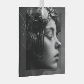 Quirky Steampunk Woman Ornament Aus Glas (Vorderseite Rechts)