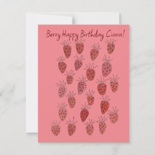 Quirky Strawberry Pattern Geburtstagskarte Mitteilungskarte