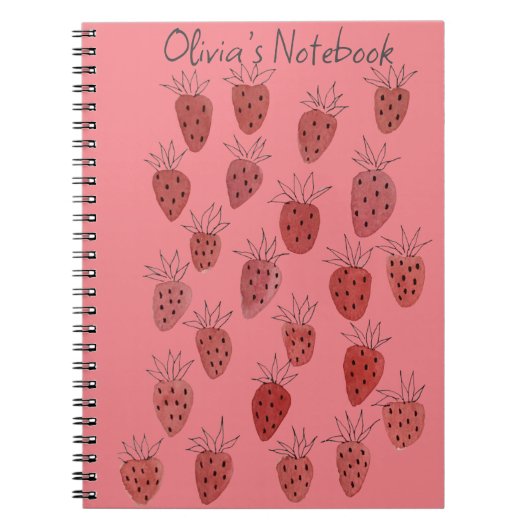Quirky Strawberry Pattern-Notebook Notizblock (Vorderseite)