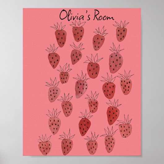 Quirky Strawberry Pattern Poster (Vorne)