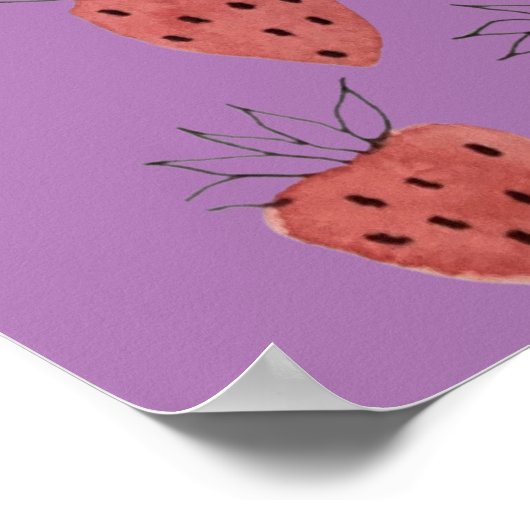 Quirky Strawberry Pattern Poster (Ecke)
