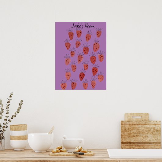Quirky Strawberry Pattern Poster (Küche)