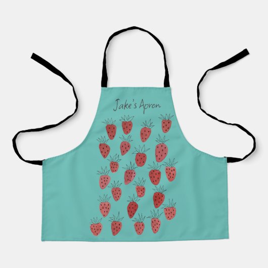 Quirky Strawberry Pattern Schürze (Vorderseite)