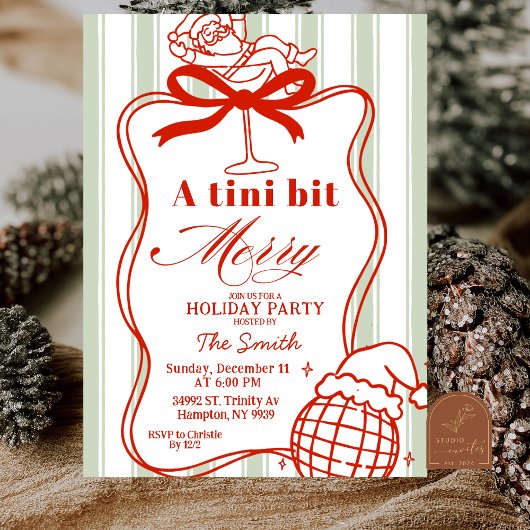 Quirky Streifen Holiday Martini Einladung