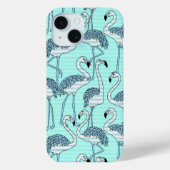 Quirky Striped Türkis Flamingos Muster Case-Mate iPhone Hülle (Rückseite)