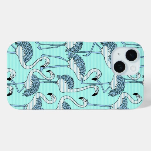 Quirky Striped Türkis Flamingos Muster Case-Mate iPhone Hülle (Rückseite (Horizontal))
