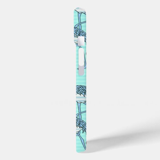 Quirky Striped Türkis Flamingos Muster Case-Mate iPhone Hülle (Rückseite / Links)