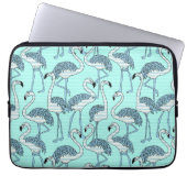 Quirky Striped Türkis Flamingos Muster Laptopschutzhülle (Vorderseite)