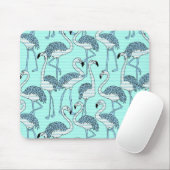 Quirky Striped Türkis Flamingos Muster Mousepad (Mit Mouse)