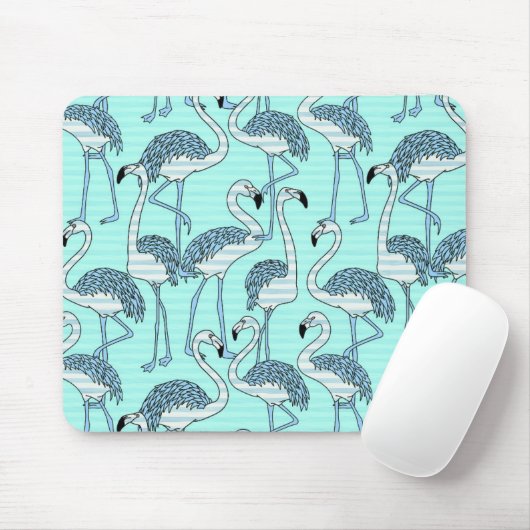 Quirky Striped Türkis Flamingos Muster Mousepad (Mit Mouse)