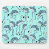 Quirky Striped Türkis Flamingos Muster Mousepad (Vorne)