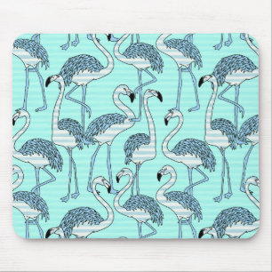 Quirky Striped Türkis Flamingos Muster Mousepad