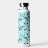 Quirky Striped Türkis Flamingos Muster Trinkflasche (Rechts)