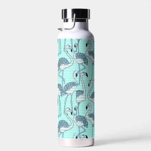 Quirky Striped Türkis Flamingos Muster Trinkflasche (Rechts)