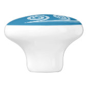 Quirky Summer-Blue Curls & Wirbel Keramik Knob Keramikknauf (Seitenansicht)