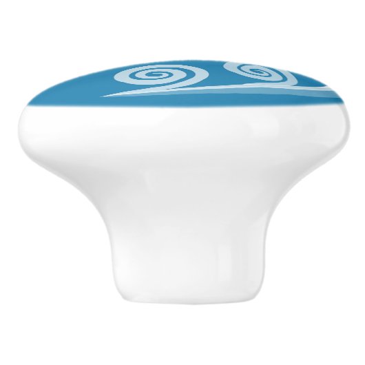 Quirky Summer-Blue Curls & Wirbel Keramik Knob Keramikknauf (Seitenansicht)