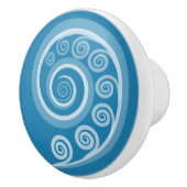 Quirky Summer-Blue Curls & Wirbel Keramik Knob Keramikknauf (Rechts)