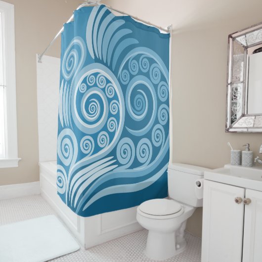 Quirky Summer Blue Curly Wirbel Duschvorhang (Beispiel)