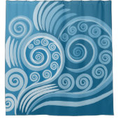 Quirky Summer Blue Curly Wirbel Duschvorhang (Vorderseite)