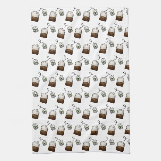 Quirky Teebeutel Muster auf Weiß Geschirrtuch (Vertikal)