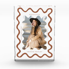 Quirky Terracotta Wavy Line Graduate Keepake Fotoblock