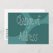 Quirky Text über Aquamarine Kreise Neue Adresskart Einladung (Vorne/Hinten)