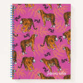 Quirky Tiger Pattern auf hellrosa Notizblock (Vorderseite)