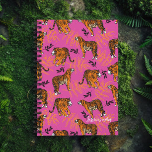 Quirky Tiger Pattern auf hellrosa Planer