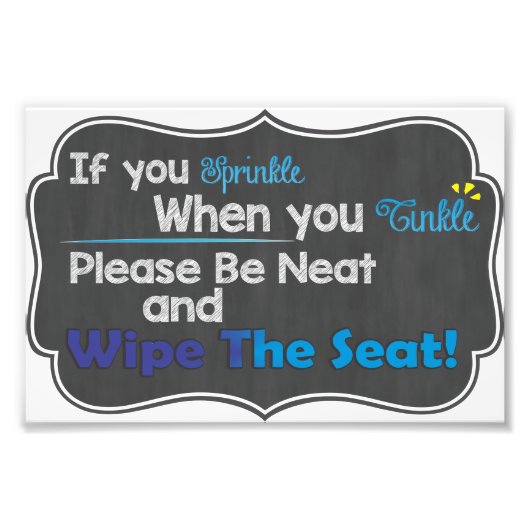 Quirky Toilettenregeln Etiquette Chalkboard Printw Fotodruck (Vorne)