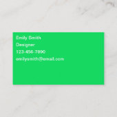 Quirky Trendy Lime Green Einfache farbige Geschäft Visitenkarte (Rückseite)