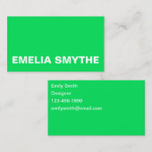 Quirky Trendy Lime Green Einfache farbige Geschäft Visitenkarte (Vorne/Hinten)