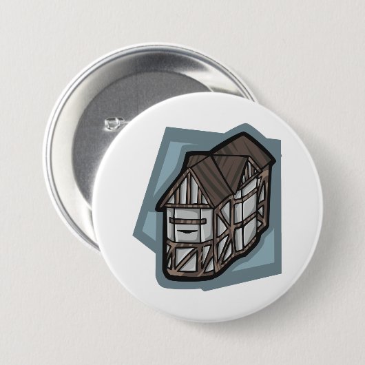 Quirky Tudor House Mittelalterliche Architektur Button (Vorne & Hinten)
