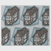 Quirky Tudor House Mittelalterliche Architektur Geschenkpapier (Flach)