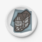 Quirky Tudor House Mittelalterliche Architektur Pappteller (Vorderseite)