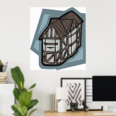 Quirky Tudor House Mittelalterliche Architektur Poster (Heimbüro)