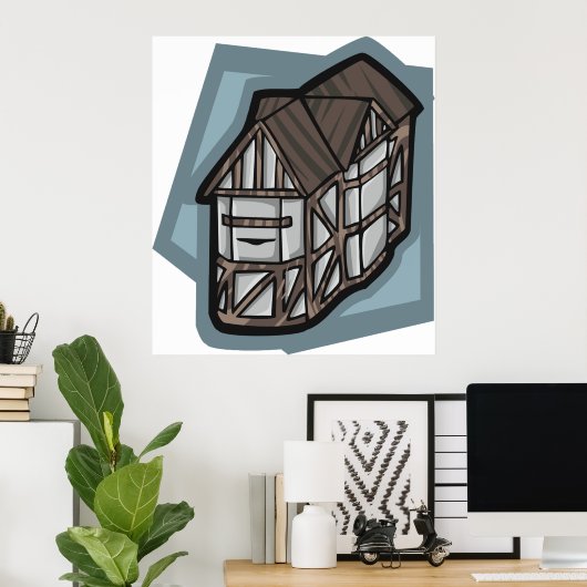 Quirky Tudor House Mittelalterliche Architektur Poster (Heimbüro)