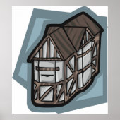 Quirky Tudor House Mittelalterliche Architektur Poster (Vorne)