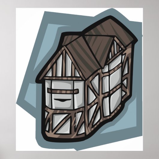 Quirky Tudor House Mittelalterliche Architektur Poster (Vorne)
