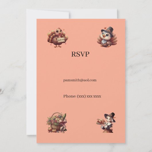 Quirky Turkey Festivals Erntedank Dinner Einladung (Rückseite)