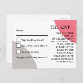 Quirky Typografy Rose Pink Gray Wedding RSVP Postkarte (Vorne/Hinten)