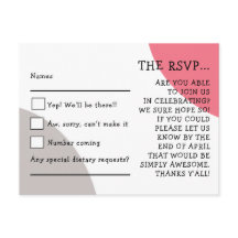 Quirky Typografy Rose Pink Gray Wedding RSVP