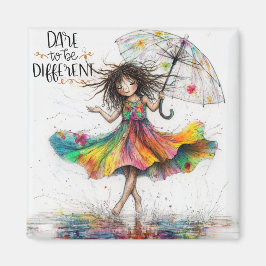 Quirky Umbrella Girl wagt es, magnet zu sein
