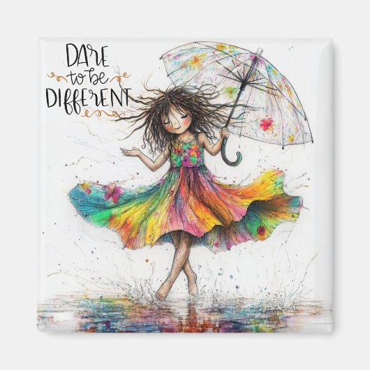 Quirky Umbrella Girl wagt es, magnet zu sein (Vorne)