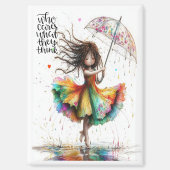 Quirky Umbrella Girl Who Cares Magnet (Vorderseite)
